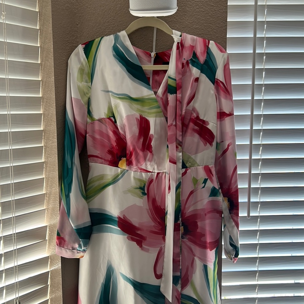 Annah Hariri floral top/ open slit side dress